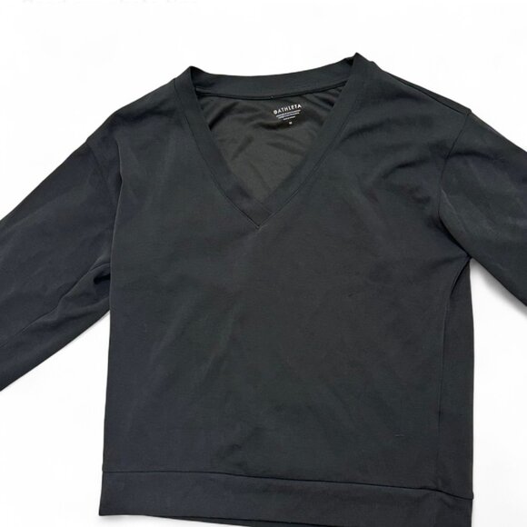 Black Long Sleeve Athleta Vneck Top - Picture 1 of 5